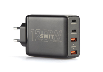 SWIT UC-2120E | 120W 2xUSB-C and 2xUSB-A Simultaneous PD-compatible GaN Charger, EU plug