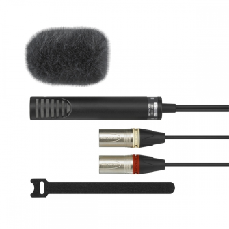Sony ECM-MS2 - Stereo/Mono Shotgun Microphone, very short metal body (137mm), windjammer, fixed cabl