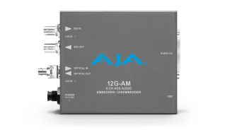 AJA 12G-AM-T-ST - 8-Channel 12G-SDI AES audio Embedder/Disembedder with Single ST Fiber Transmitter,