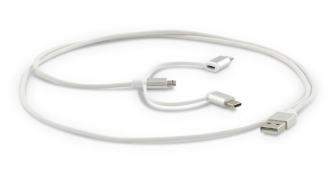 LMP 3-in-1 Lightning | USB-C | Micro USB zu USB-A Kabel, Charge &amp; Sync, MFI zertifiziert, weiss, 1 m